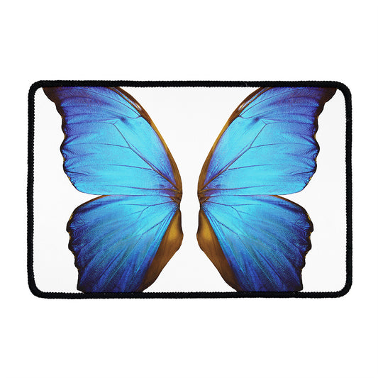Blue Butterfly Wings Print Kitchen Mat