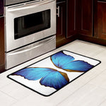 Blue Butterfly Wings Print Kitchen Mat