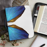 Blue Butterfly Wings Print Leather Bible Cover