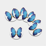 Blue Butterfly Wings Print Leather Coaster Set