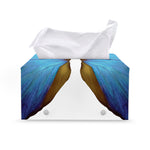 Blue Butterfly Wings Print Leather Tissue Box Cover