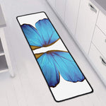 Blue Butterfly Wings Print Long Kitchen Mat