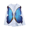 Blue Butterfly Wings Print Long Sleeve Short Coat