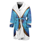 Blue Butterfly Wings Print Men's Bathrobe