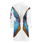Blue Butterfly Wings Print Men's Bathrobe
