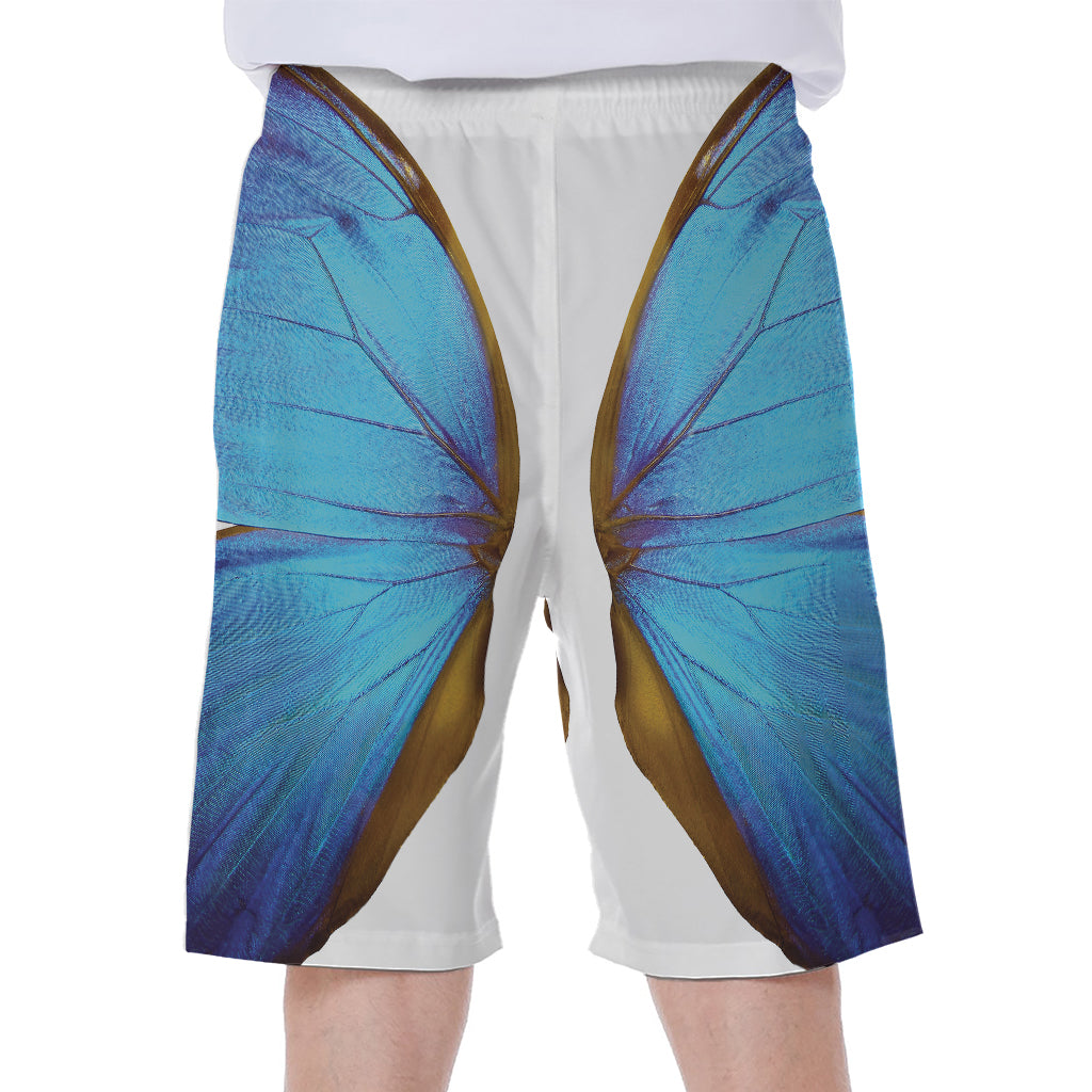 Blue Butterfly Wings Print Men's Beach Shorts