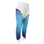 Blue Butterfly Wings Print Men's Compression Pants