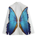 Blue Butterfly Wings Print Men's Cotton Blazer