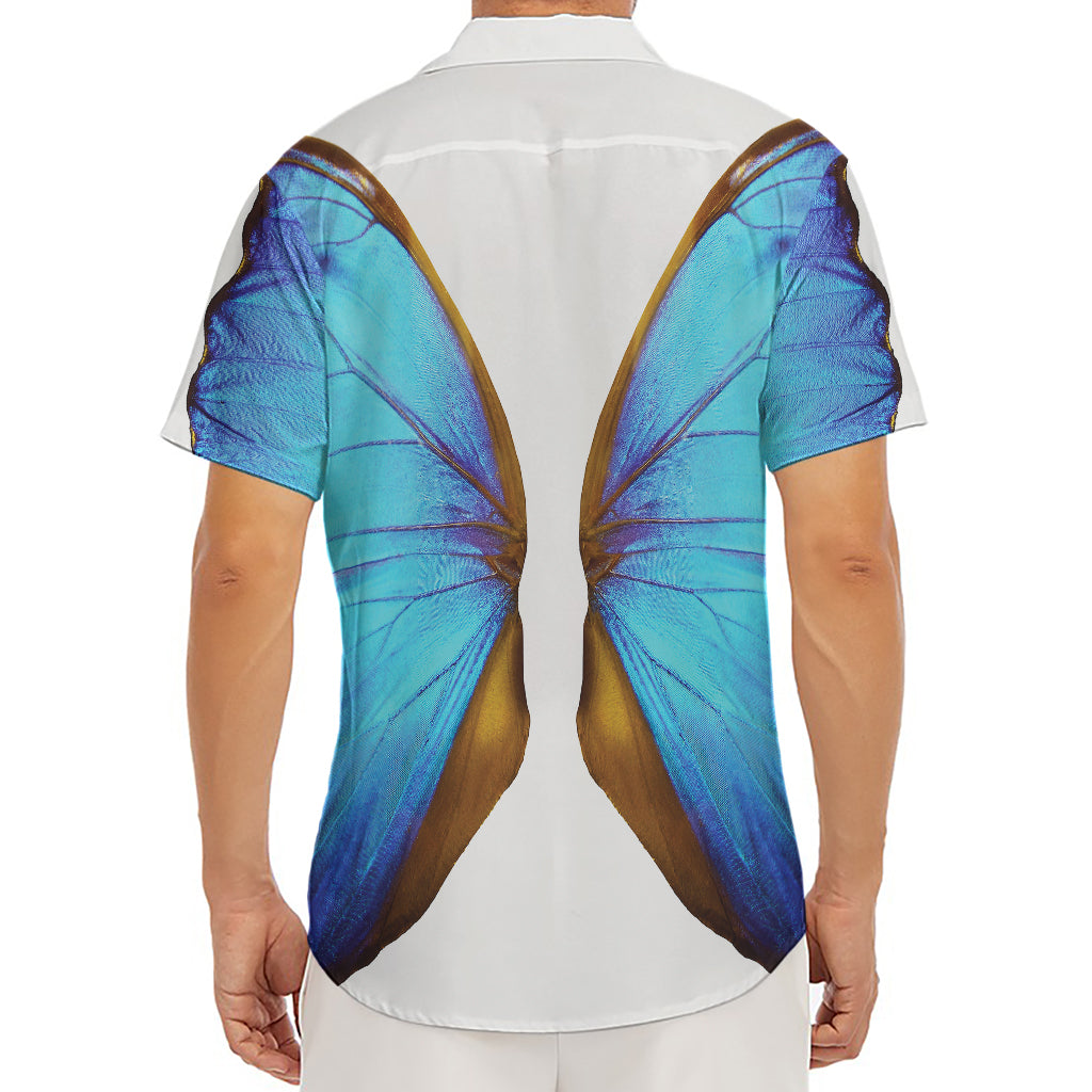 Blue Butterfly Wings Print Men's Deep V-Neck Shirt