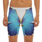 Blue Butterfly Wings Print Men's Long Boxer Briefs