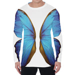 Blue Butterfly Wings Print Men's Long Sleeve T-Shirt