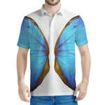 Blue Butterfly Wings Print Men's Polo Shirt