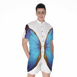 Blue Butterfly Wings Print Men's Rompers