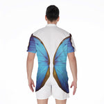 Blue Butterfly Wings Print Men's Rompers