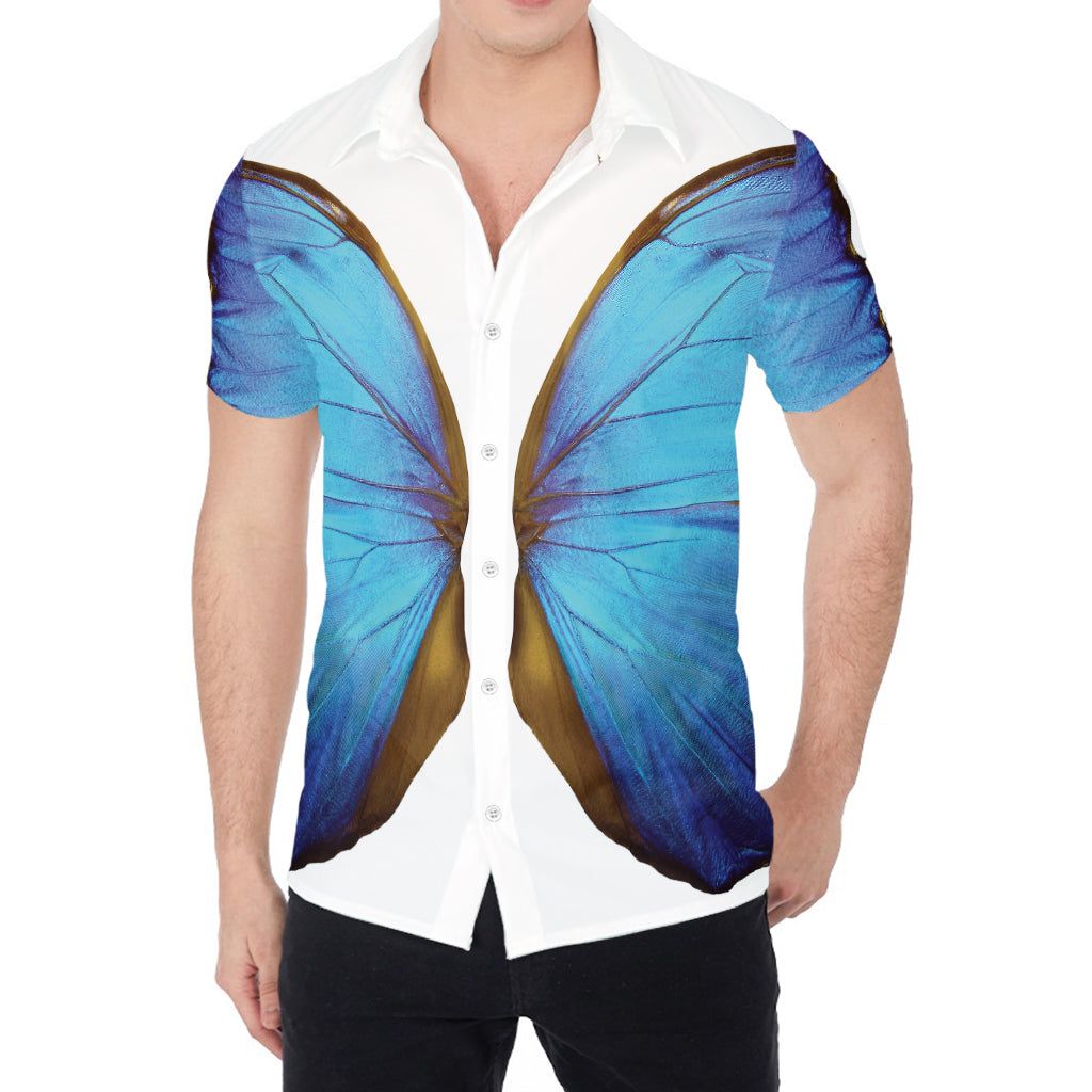 Blue Butterfly Wings Print Men's Shirt