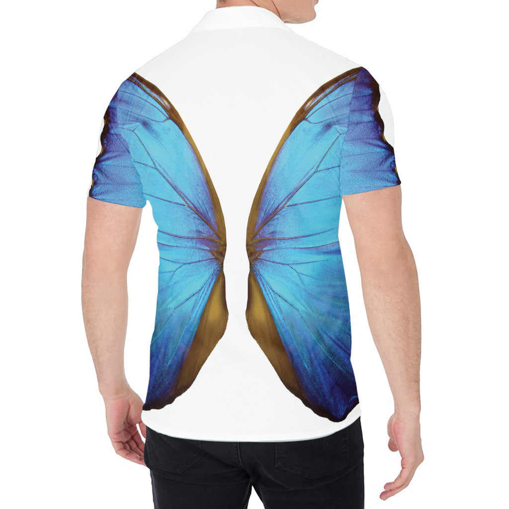 Blue Butterfly Wings Print Men's Shirt