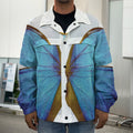 Blue Butterfly Wings Print Men's Shirt Jacket