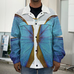 Blue Butterfly Wings Print Men's Shirt Jacket