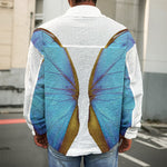 Blue Butterfly Wings Print Men's Shirt Jacket