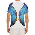 Blue Butterfly Wings Print Men's Short Sleeve Rash Guard
