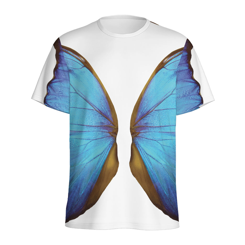 Blue Butterfly Wings Print Men's Sports T-Shirt
