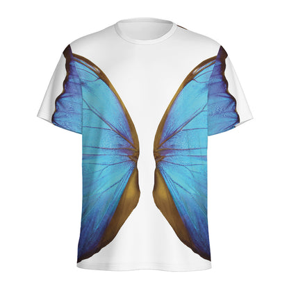 Blue Butterfly Wings Print Men's Sports T-Shirt