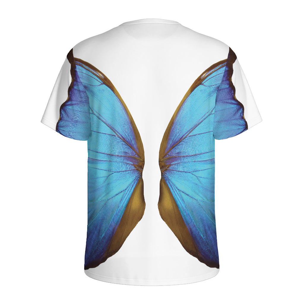Blue Butterfly Wings Print Men's Sports T-Shirt