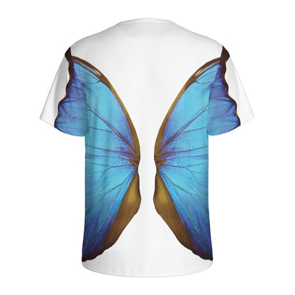 Blue Butterfly Wings Print Men's Sports T-Shirt