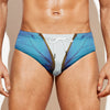 Blue Butterfly Wings Print Men's Swim Briefs