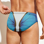 Blue Butterfly Wings Print Men's Swim Briefs