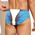 Blue Butterfly Wings Print Men's Swim Briefs