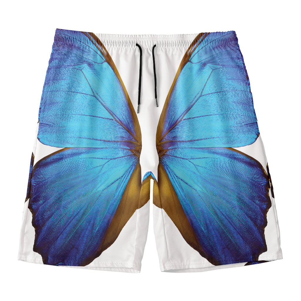 Blue Butterfly Wings Print Men's Swim Trunks