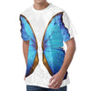 Blue Butterfly Wings Print Men's Velvet T-Shirt