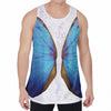 Blue Butterfly Wings Print Men's Velvet Tank Top