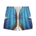 Blue Butterfly Wings Print Mesh Shorts