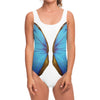 Blue Butterfly Wings Print One Piece Swimsuit