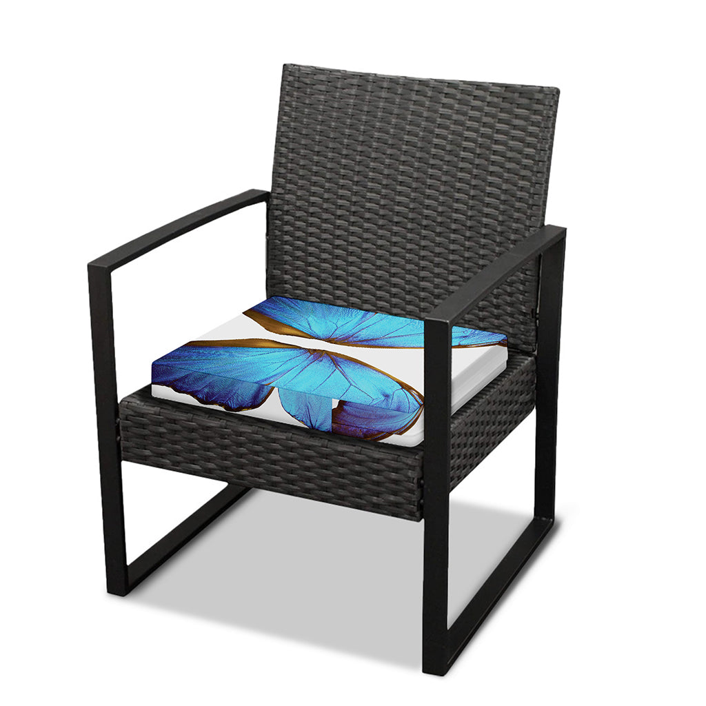 Blue Butterfly Wings Print Outdoor Seat Cushion Cover