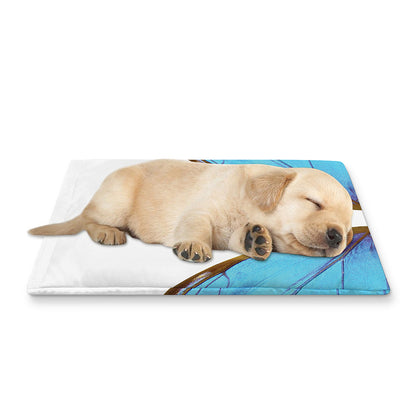 Blue Butterfly Wings Print Pet Cooling Mat Cover