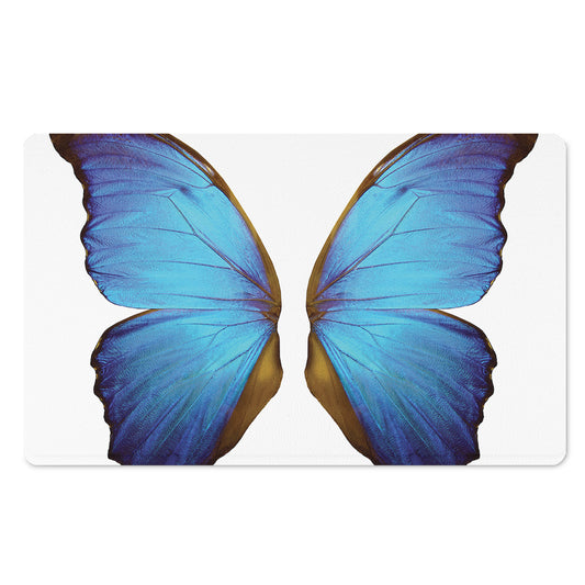 Blue Butterfly Wings Print Polyester Doormat