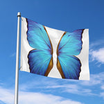 Blue Butterfly Wings Print Polyester Flag