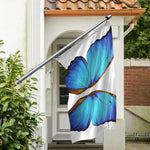 Blue Butterfly Wings Print Polyester Flag
