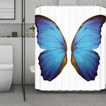 Blue Butterfly Wings Print Polyester Shower Curtain