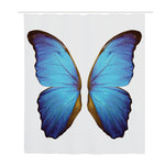 Blue Butterfly Wings Print Polyester Shower Curtain