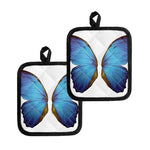 Blue Butterfly Wings Print Pot Holders