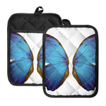 Blue Butterfly Wings Print Pot Holders With Pocket