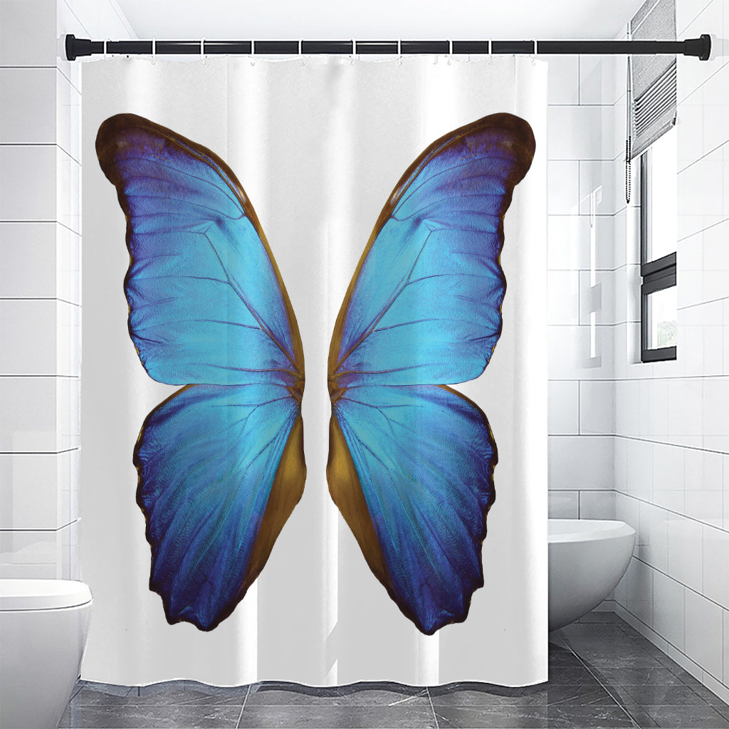 Blue Butterfly Wings Print Premium Shower Curtain