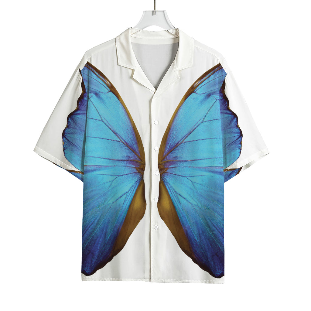 Blue Butterfly Wings Print Rayon Hawaiian Shirt