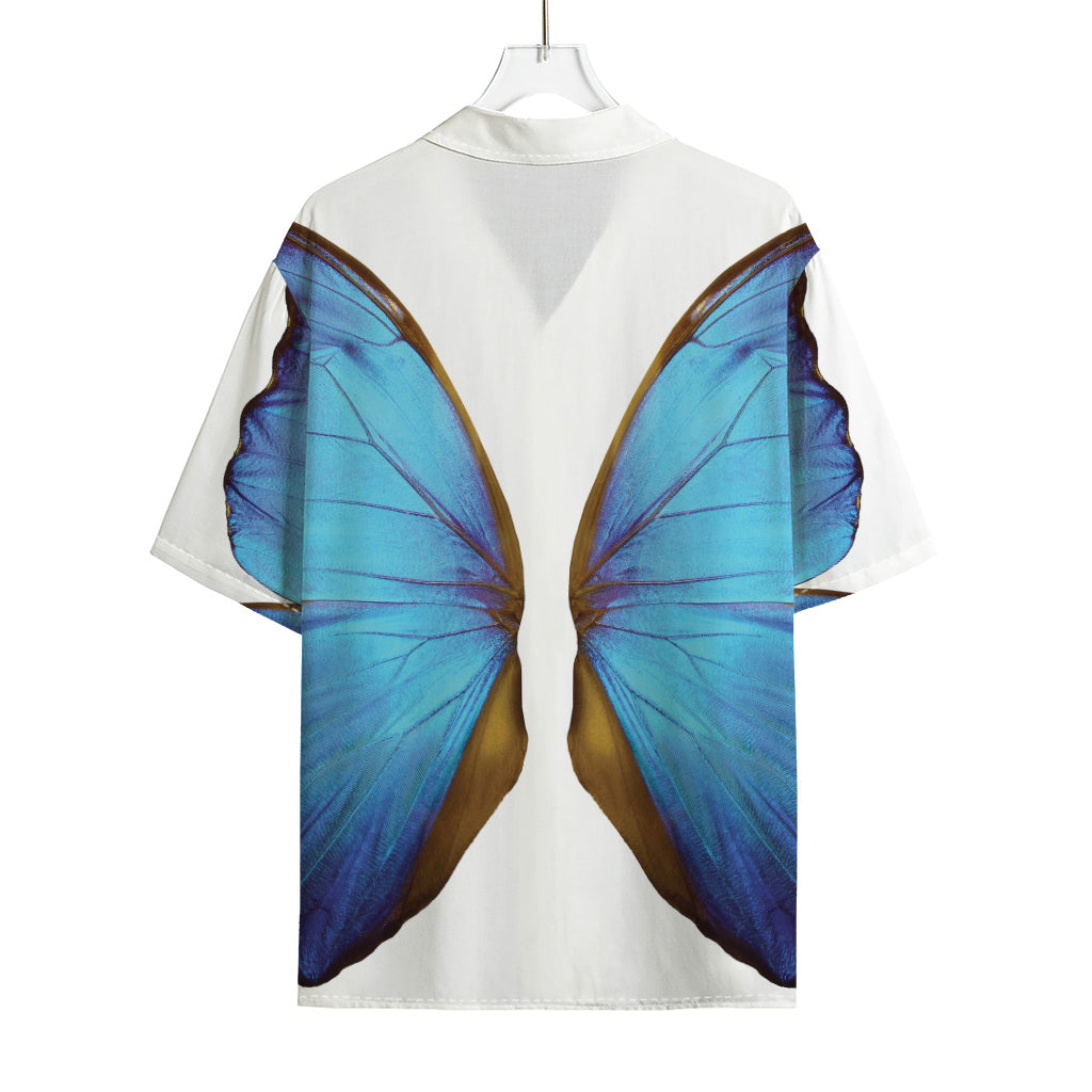 Blue Butterfly Wings Print Rayon Hawaiian Shirt