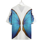 Blue Butterfly Wings Print Rayon Hawaiian Shirt