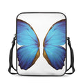 Blue Butterfly Wings Print Rectangular Crossbody Bag